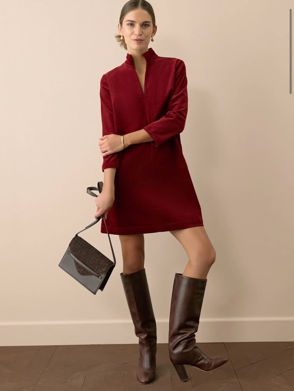 Tuckernuck Merlot Corduroy Clifton Dress